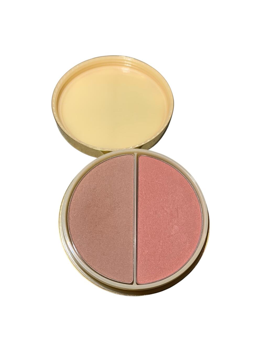 Estee Lauder Blush All Day Rose Marble & Suede Gold Tone Compact Used